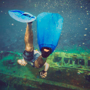 A man diving.