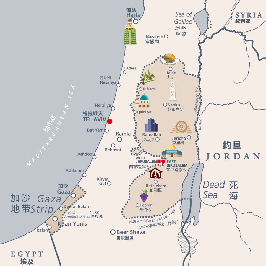 巴勒斯坦旅游地图