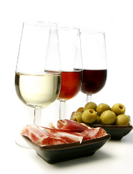 葡萄酒和tapas餐前小吃
