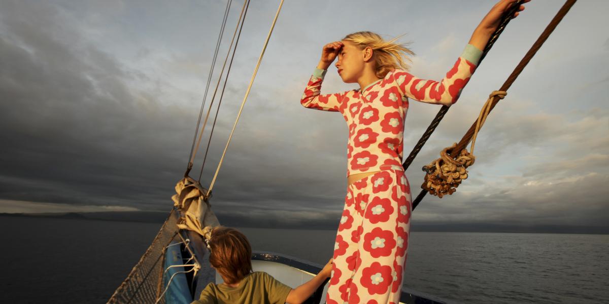 Children enjoying the breeze aboard the Galapagos Yacht Mary Anne