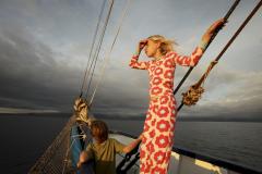 Children enjoying the breeze aboard the Galapagos Yacht Mary Anne