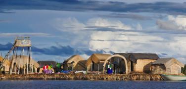 The floating islands of Uros in Titicaca Lake
