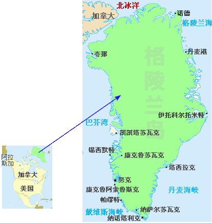 格陵兰岛地理分布图