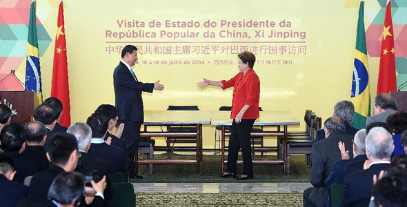    Chinese President attends press conference with Brazilian president in Brasilia