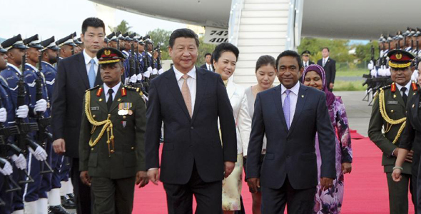 Chinese president arrives in Maldives for state visit