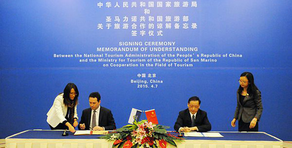 中国与圣马力诺签署旅游合作谅解备忘录