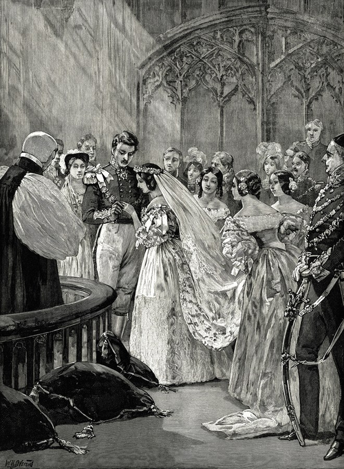 维多利亚女王和艾尔伯特亲王在伦敦圣詹姆斯宫结婚